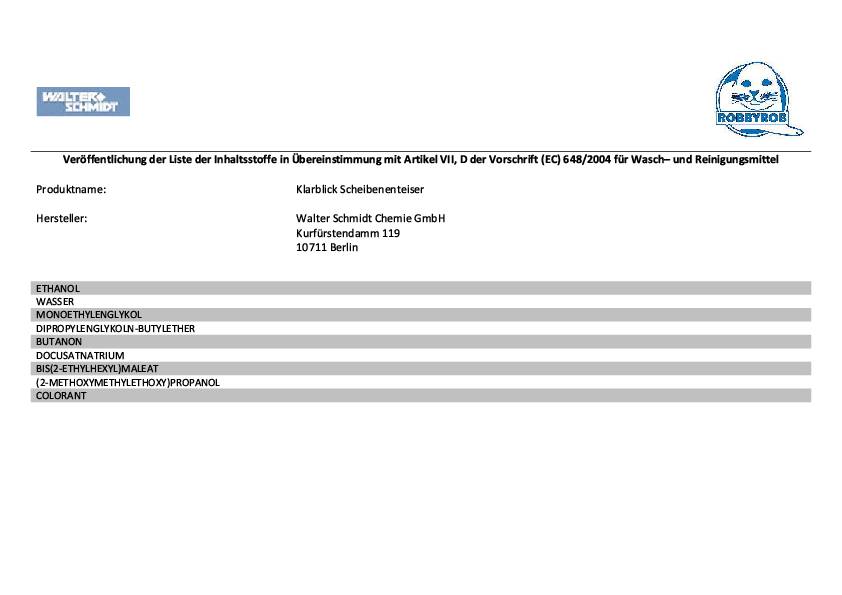 Scheibenenteiser 500ml Sprühflasche ROBBYROB