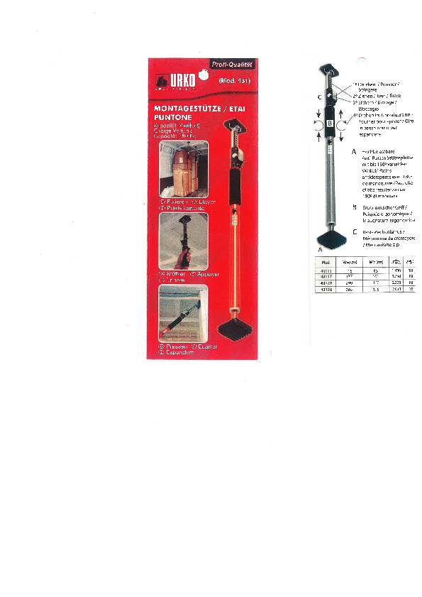 Teleskopstütze b.180kg 1680-2900mm URKO