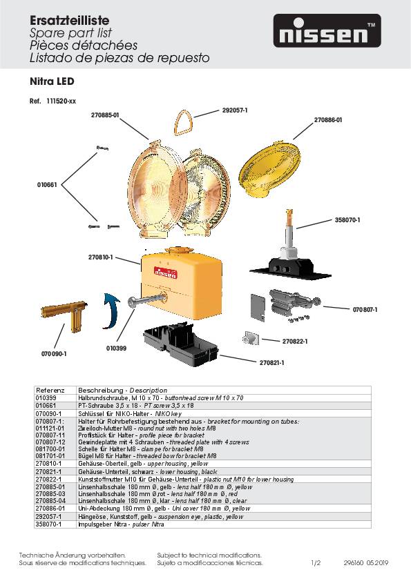 Baustellenwarnleuchte Nitra LED gelb Leuchtenkopf drehb.NISSEN