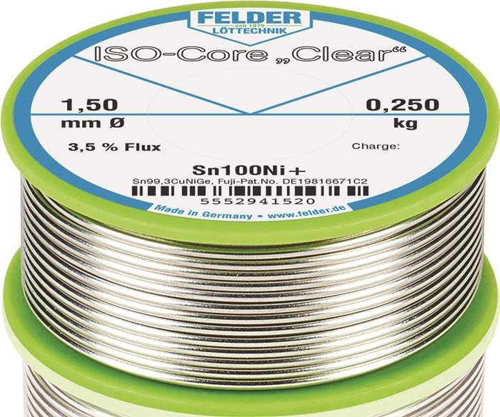 Lötdraht ISO-Core® Clear 1,5mm 250g Sn100Ni+ FELDER