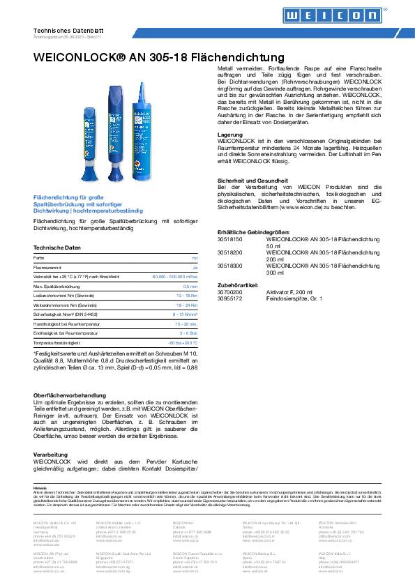 Flächendichtung WEICONLOCK® AN 305-18 rot 50 ml Pen WEICON