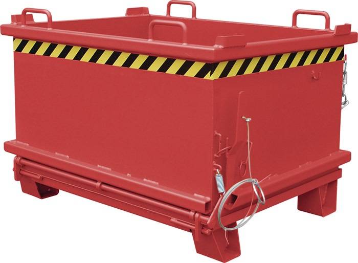 Klappbodenbehälter 0,5 m³ L1035xB1310xH700mm lack.feuerrot