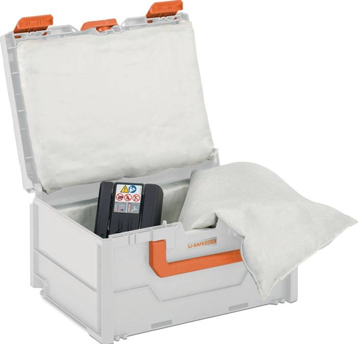 Akku-Systembrandschutzboxen Li-SAFE 2-S L300xB400xH215mm 2 Griffe grau/orange