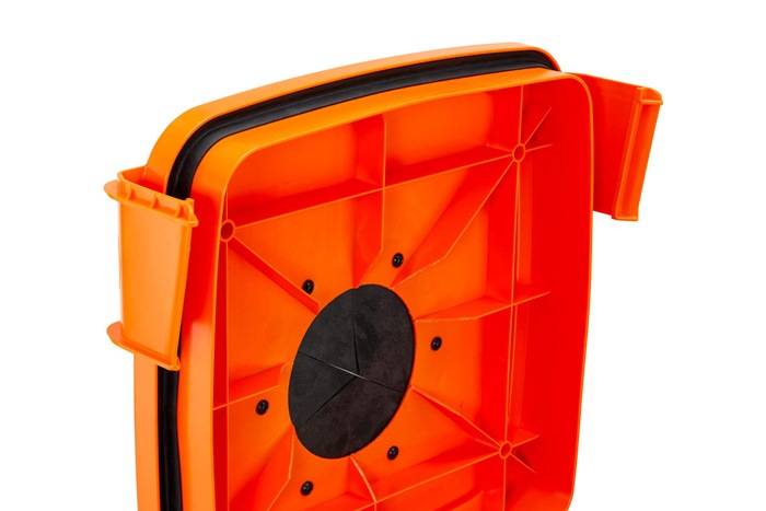 Spraydosen-Sammelbehälter 120l PE grau/orange fahrbar CEMO