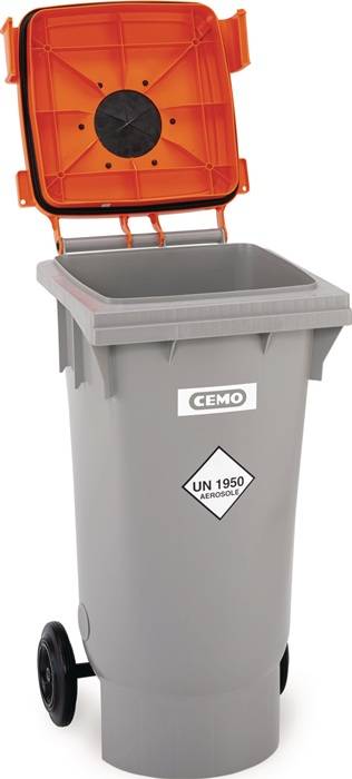 Spraydosen-Sammelbehälter 120l PE grau/orange fahrbar CEMO