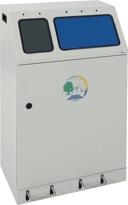 Wertstoffsammler 1x30,1x60l H920xB580xT380mm lichtgrau/anthrazitgrau/enzianblau