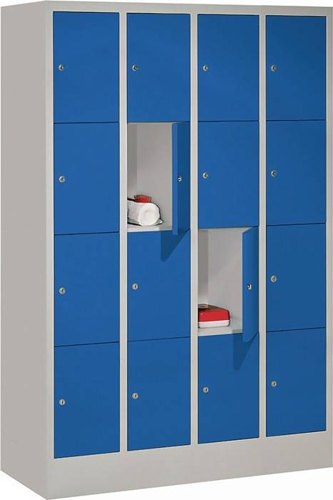 Fächerschrank H1518xB1200xT500mm Anz.Fächer 4x4 RAL 7035 RAL 5010 PAVOY