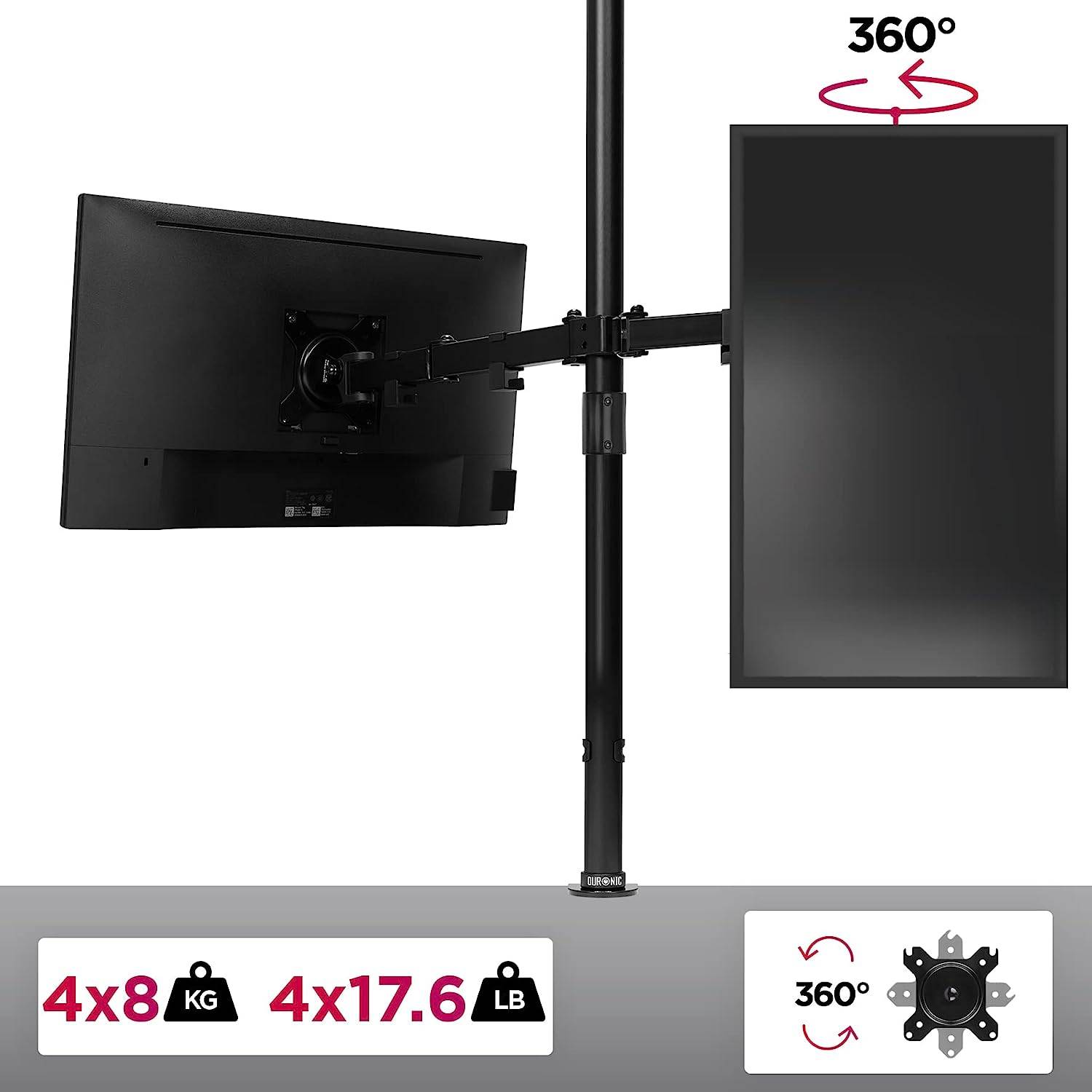 Duronic DMT154 Monitorarm 100 cm für 27 Zoll - 8kg Kapazität - Verstellbar in Höhe, Neigung und Drehung - VESA 75/100