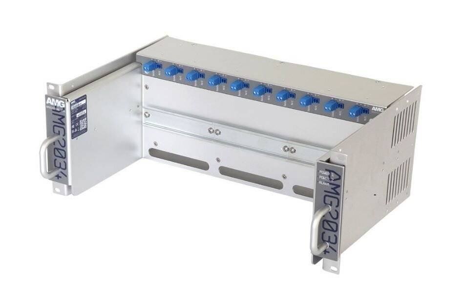 AMG Systems AMG2034-56-RP-AD, Baugruppenträger für AMG Hutschienengeräte, ausziehbar, 4HE, 19", 10 x 56VDC