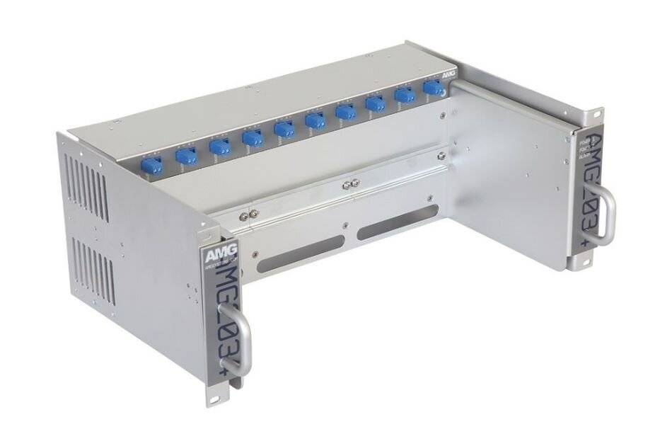 AMG2034-56-RP-AD, Baugruppenträger für AMG Hutschienengeräte, ausziehbar, 4HE, 19", 10 x 56VDC