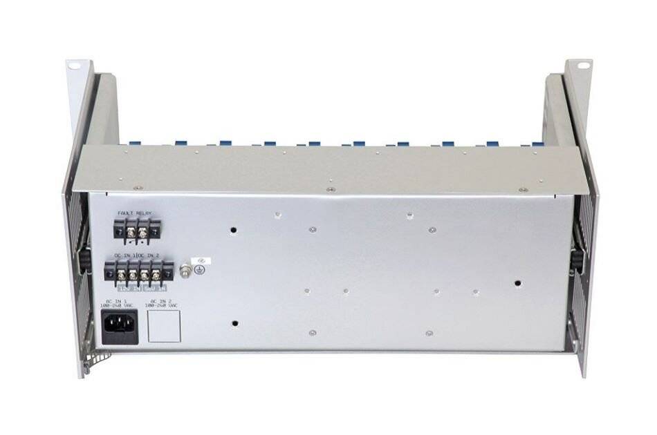 AMG Systems AMG2034-1256-RP-AD, Baugruppenträger für AMG Hutschienengeräte, ausziehbar, 4HE, 19", 1 x 12VDC, 1 x 56VDC