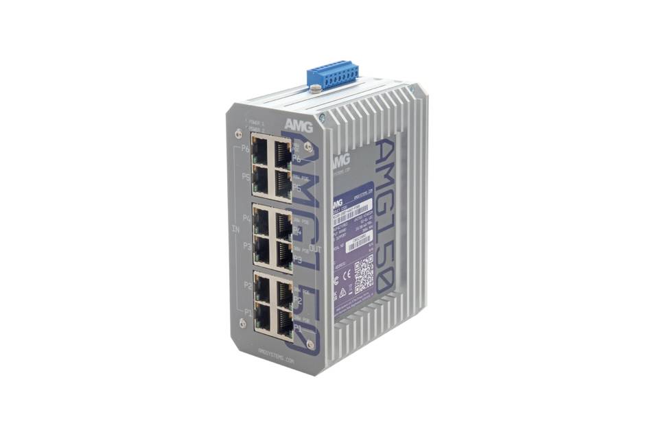 AMG Systems AMG150-2GBT-4GAT-P300, Industrieller PoE-Injektor, 6x 10/100/1000BT RJ45, 2x 60/90W PoE 802.3bt, 4x 30W PoE