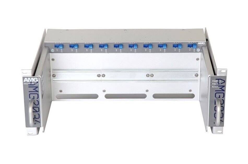 AMG2034-12-RP-DD, Baugruppenträger für AMG Hutschienengeräte, ausziehbar, 4HE, 19", 2 x 12VDC