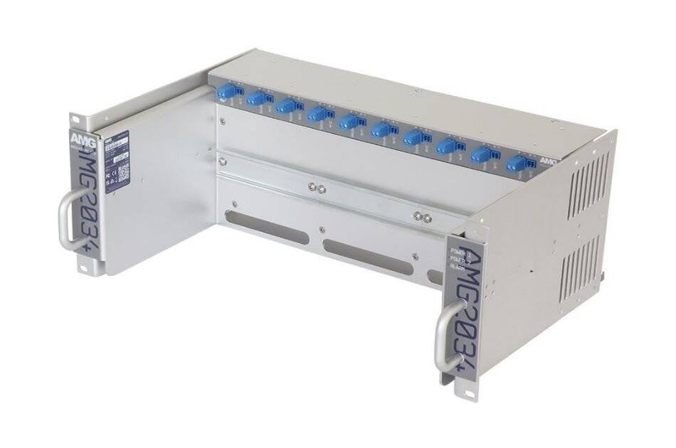 AMG2034-56-RP-DD, Baugruppenträger für AMG Hutschienengeräte, ausziehbar, 4HE, 19", 10 x 56VDC