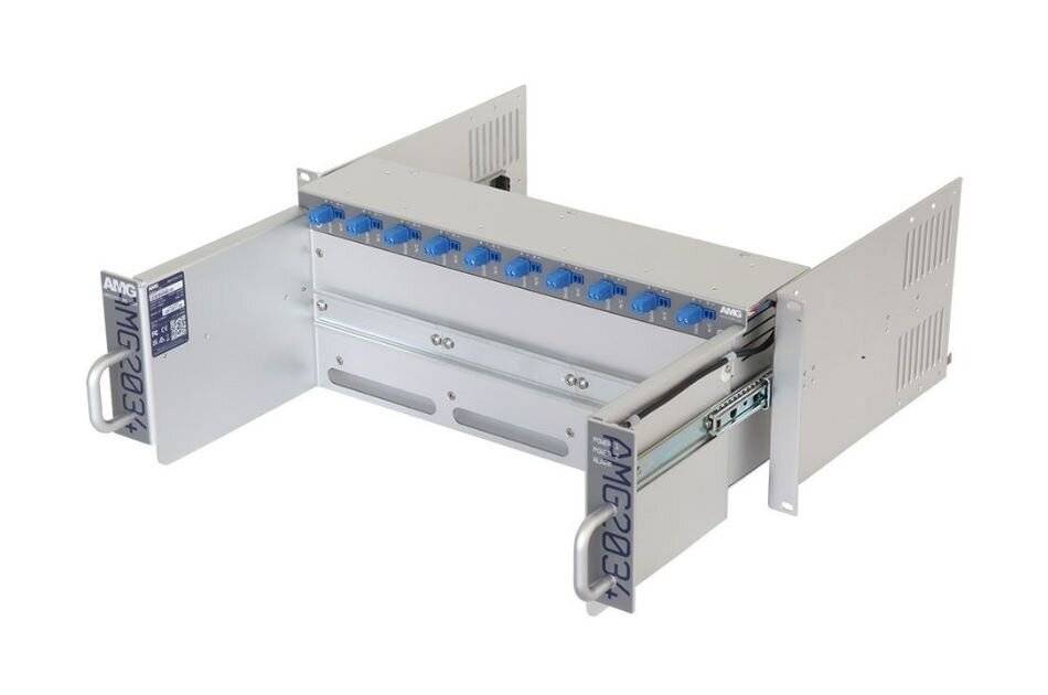 AMG2034-56-RP-DD, Baugruppenträger für AMG Hutschienengeräte, ausziehbar, 4HE, 19", 10 x 56VDC