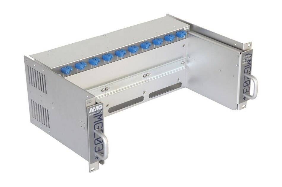 AMG Systems AMG2034-1256-DD, Baugruppenträger für AMG Hutschienengeräte, ausziehbar, 4HE, 19", 1 x 12VDC, 1 x 56VDC