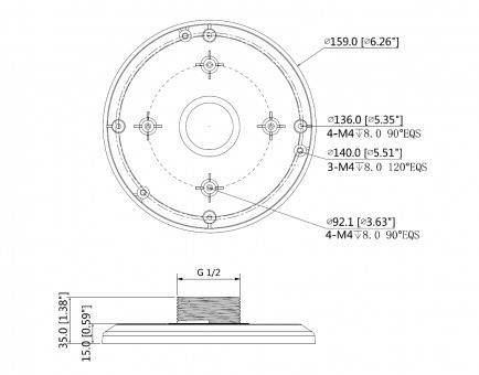 Dahua - PFA101 - Zubehör - Aufhängeadapter, Material: Aluminium, Aufhängeadapter, Modernes Design, Maße (D x H): Ø 159