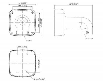 Dahua - PFB302S - Zubehör - Wandhalterung, Material: Aluminium, Wandhalterung, Modernes Design, Anschlussdosen Funktion