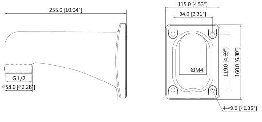 Dahua - PFB303W - Zubehör - Wandhalterung, Material: Aluminium, Wandhalterung, Modernes Design, Maße (B x H x T): 115 m