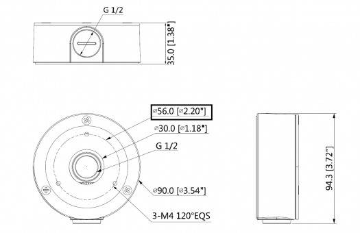 Dahua - PFA134 - Zubehör - Anschlussdose, Material: Aluminium, Anschlussdose, Modernes Design, Maße (Ø x H): 90 mm x 33