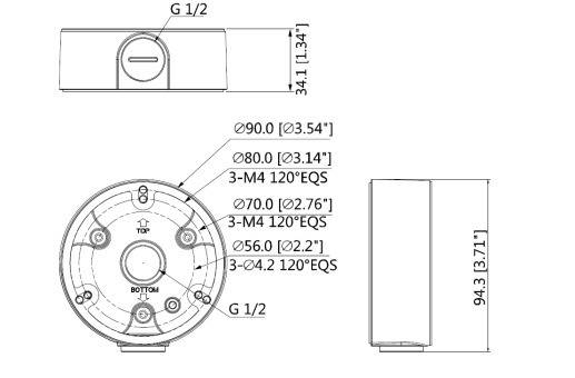 Dahua - PFA135 - Zubehör - Anschlussdose, Material: Aluminium, Anschlussdose, Modernes Design, Maße (Ø x H): 161 mm x 3