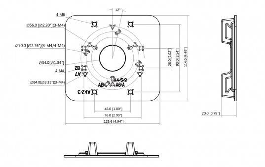 Dahua - PFA152-E - Zubehör - Masthalterung, - Material: Aluminium - Gewicht: 0,27kg - Geeignet für Mastdurchmesser: 80-