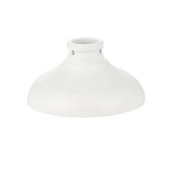 Ein weißer, kegelförmiger Lampenschirm, der entwickelt wurde, um Licht gleichmäßig zu verteilen. Er hat eine schlichte, glatte Oberfläche und eine offene Oberseite zum Aufsetzen auf eine Lichtquelle.