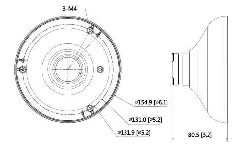 Dahua - PFA105 - Zubehör - Aufhängeadapter, - Material: Aluminium - Gewicht: 0,26kg - Geeignet für Fisheye Kamera IPC-E