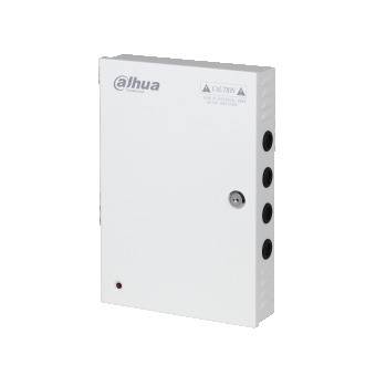 Wandmontiertes Metallgehäuse mit einem Schlüsselschloss, versehen mit dem 'Dahua' Logo und Belüftungslöchern an der Seite, verwendet für Sicherheitsausrüstung.