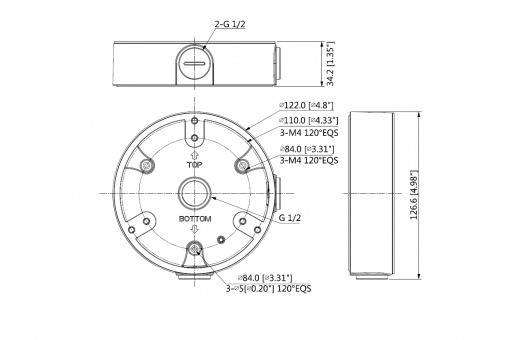 Dahua - PFA137-B - Zubehör - Anschlussdose, Material: Aluminium, Anschlussdose, Modernes Design, Maße (Ø x H): 122 mm x