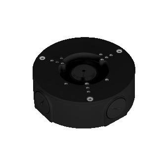 Schwarze mechanische rotierende Vorrichtung mit kreisförmiger Grundfläche, die mehrere kleine Schrauben und Anschlüsse an der Oberseite aufweist.