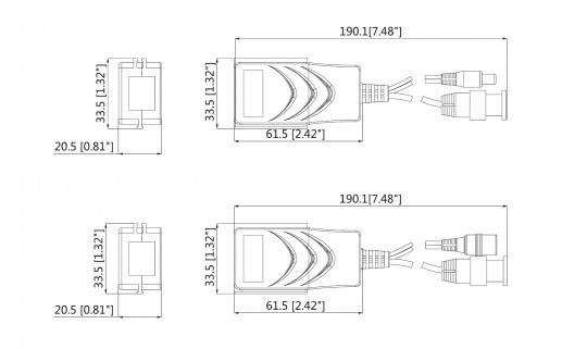 Dahua - PFM802 - Balun, - Passiv 1 Kanal Balun - Videosignalübertragung und Spannungsübertragung über CAT Kabel - Unter
