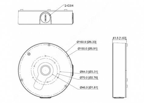 Dahua - PFA13F - Zubehör - Anschlussdose, Material: Aluminium, Anschlussdose, Maße (Ø x H): 161 mm x 41,5 mm,für Mini P
