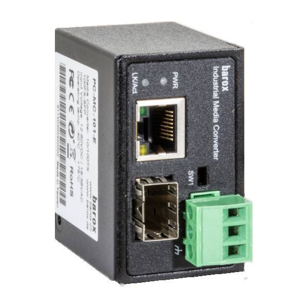 Medienkonverter PC-MC-101-ECD-S Barox, Mini Industrie-Medienkonverter für Hutschienenmontage, erweiterter Temperaturber