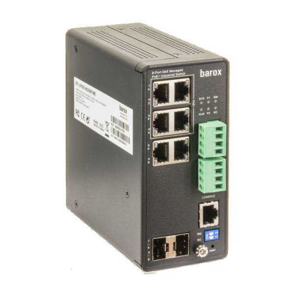 Switch RY-LPIGE-602GBTME Barox, Switch für Hutschienenmontage, 1GBit/s, mit Management, statischem Routing und erweiter
