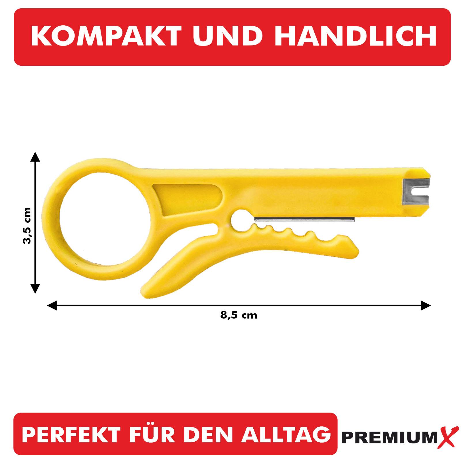PremiumX Abisolierer XCon CS-5 Universal Kabel Abisolier-Werkzeug CAT 5 6 7 RG 59/6 Telefonkabel Kabelwerkzeug Entmanteler