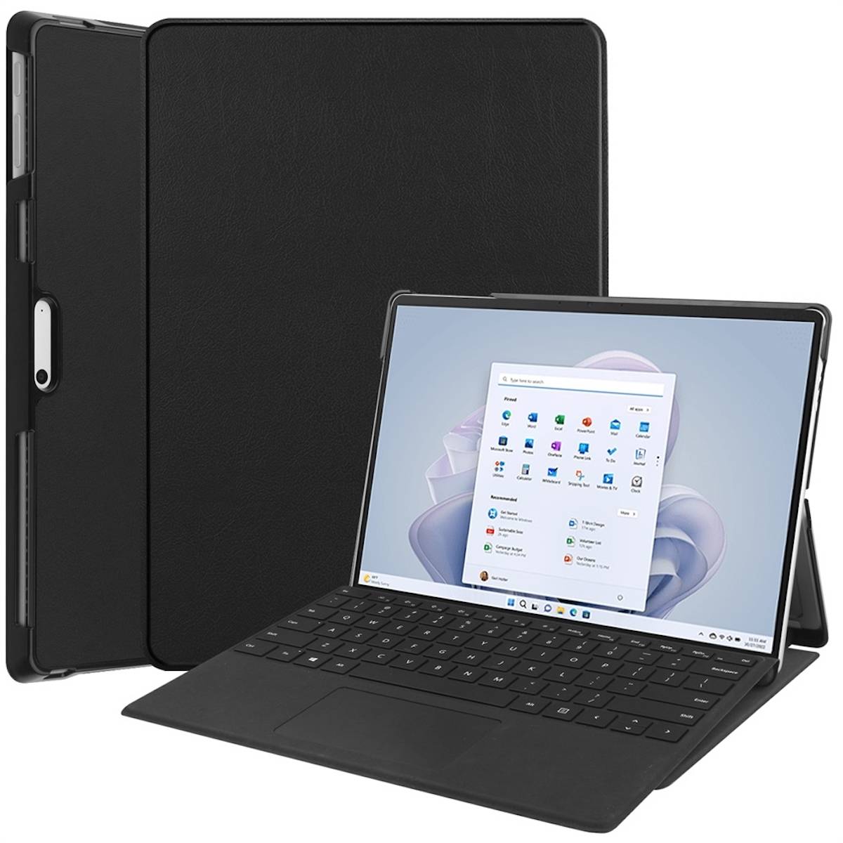 Für Microsoft Surface Pro 9 3folt Wake UP Smart Cover Tablet Tasche Etuis Hülle Case Schutz Schwarz