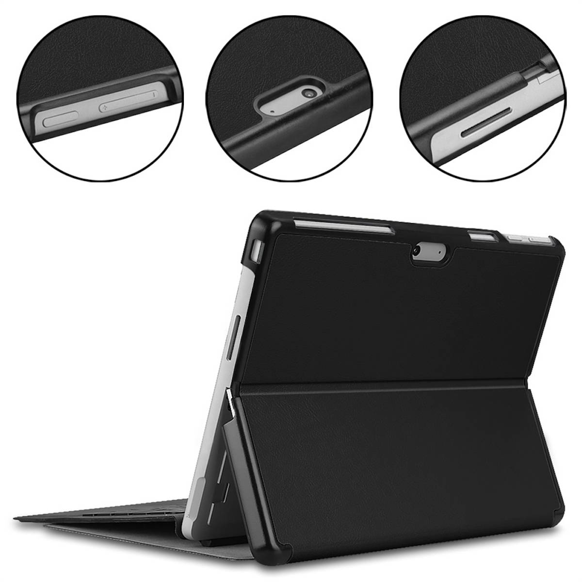 Für Microsoft Surface Pro 9 3folt Wake UP Smart Cover Tablet Tasche Etuis Hülle Case Schutz Schwarz