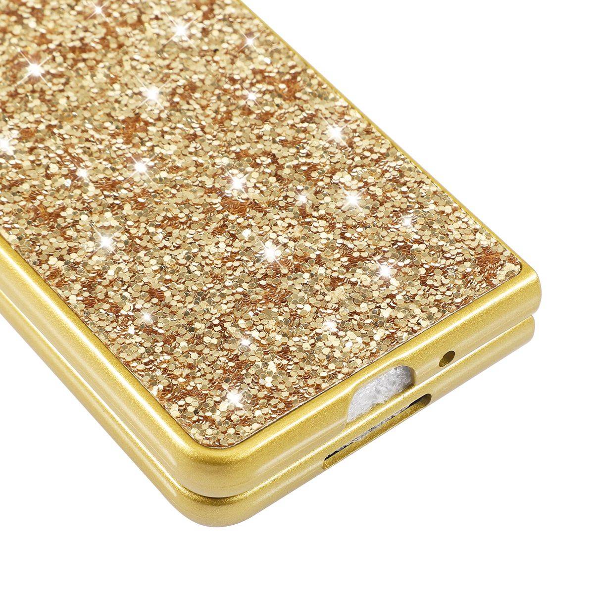 Für Samsung Galaxy Z Fold4 5G Glitzer Diamant Design Kunststoff TPU Cover Handy Tasche Hülle Etuis Blau