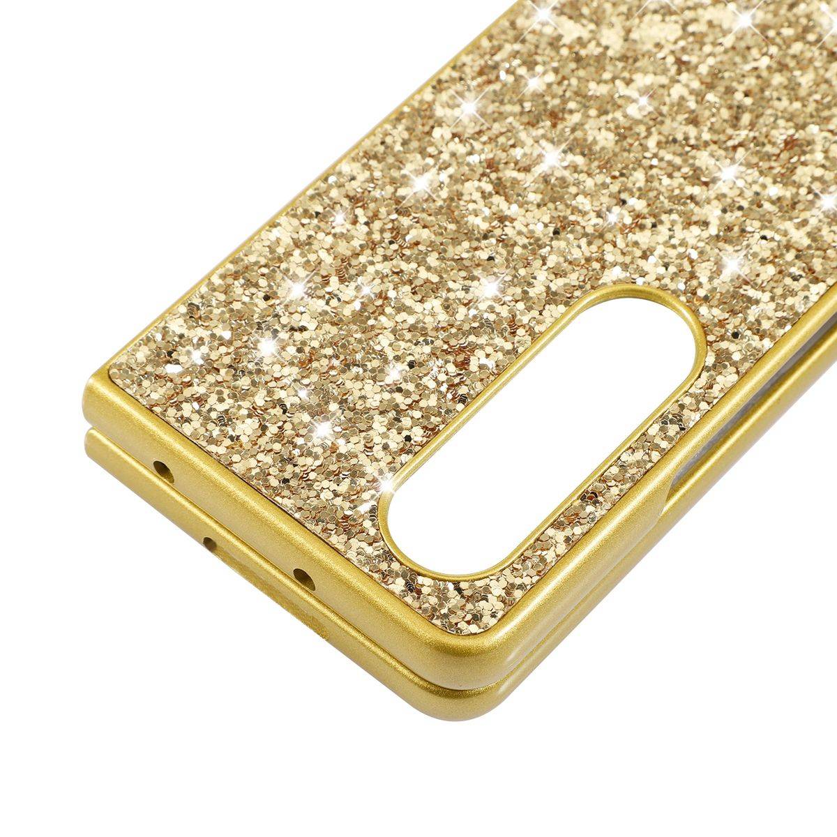Für Samsung Galaxy Z Fold4 5G Glitzer Diamant Design Kunststoff TPU Cover Handy Tasche Hülle Etuis Blau