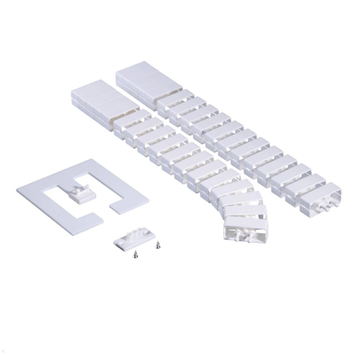 TecLines TKS003W Kabelschlange Set 75 cm mit Bodenplatte und Tischbefestigung, w...