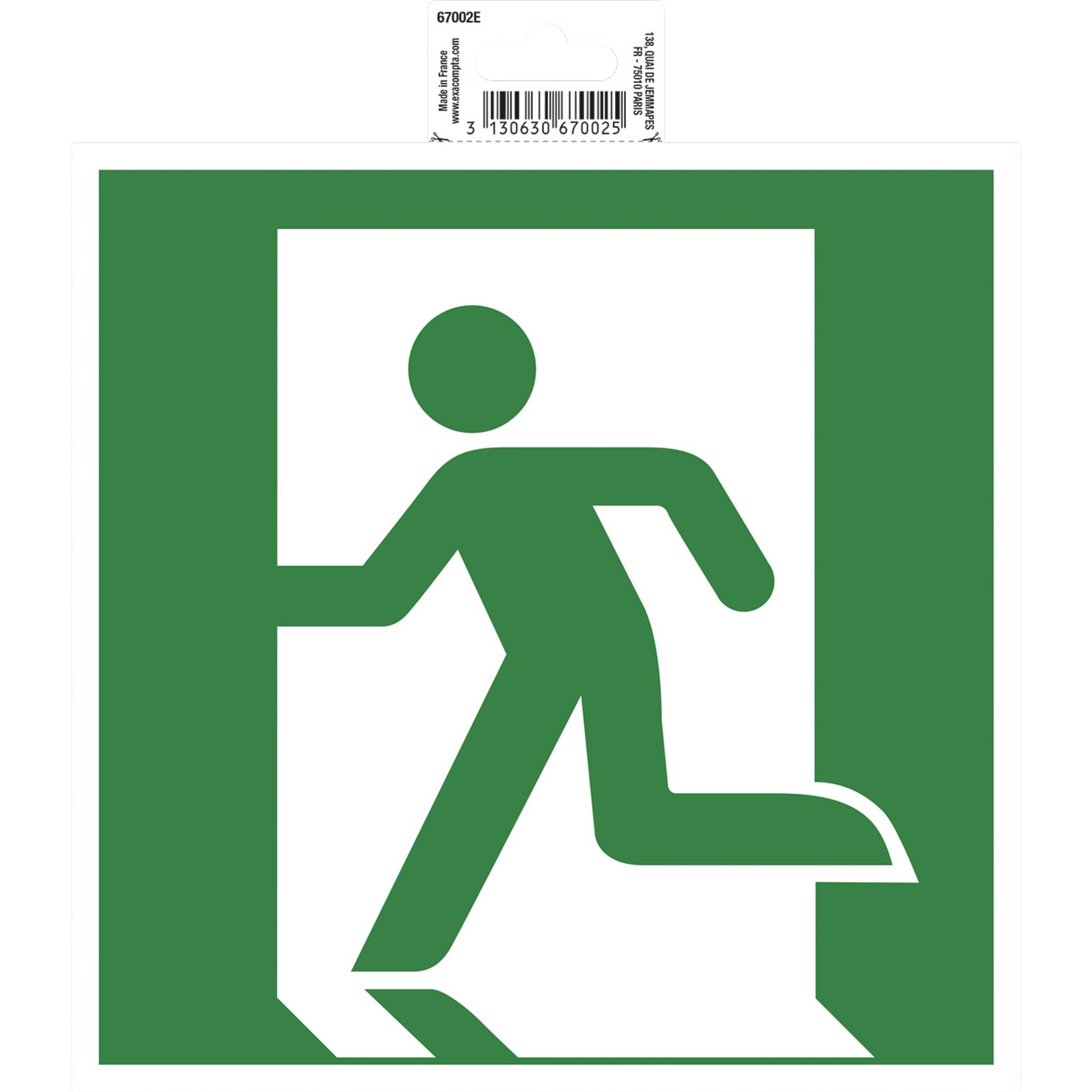 Exacompta Hinweisschild Evakuierung links PVC selbstklebend 20x20cm Grün 67002E