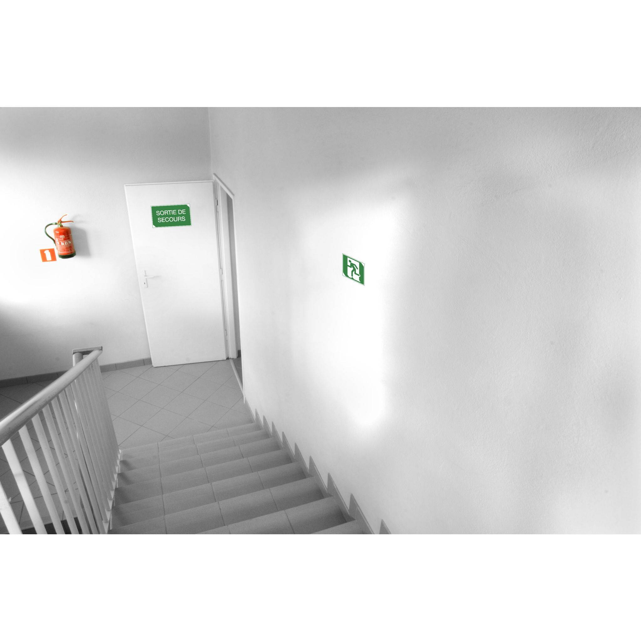 Exacompta Hinweisschild Evakuierung links PVC selbstklebend 20x20cm Grün 67002E