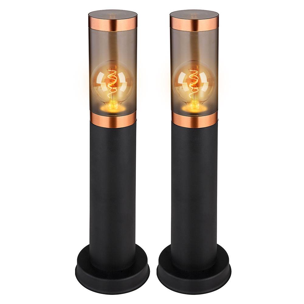 Sockelleuchte dimmbar mit Fernbedienung LED Wegelampe Außenstehlampe, RGB Farbwechsel, Edelstahl Kunststoff, 8,5W 806lm warmweiß, DxH 7,6x45 cm, 2er