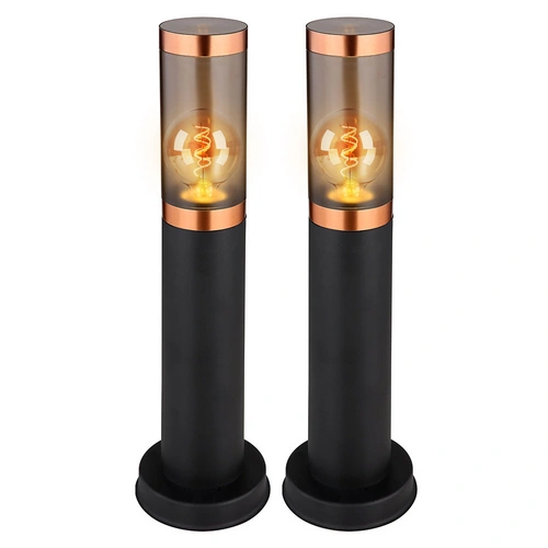 Standleuchte Stehlampe Außenbeleuchtung Sockelleuchte rauch Kupfer Außen Garten Stehlampe, Edelstahl Kunststoff, 1x E27, DxH 7,6x45 cm, 2er Set Standleuchte Stehlampe Außenbeleuchtung Sockelleuchte rauch Kupfer Außen Garten Stehlampe, Edelstahl Kunststoff, 1x E27, DxH 7,6x45 cm, 2er Set