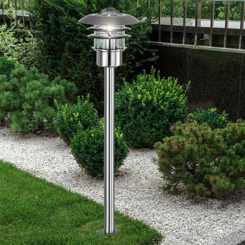 Stehleuchte Außenleuchte Garten Wegeleuchte Laterne Stehlampe, Fernbedienung dimmbar, Edelstahl, RGB LED 8,5W 806Lm, LxBxH 22x22x80 cm