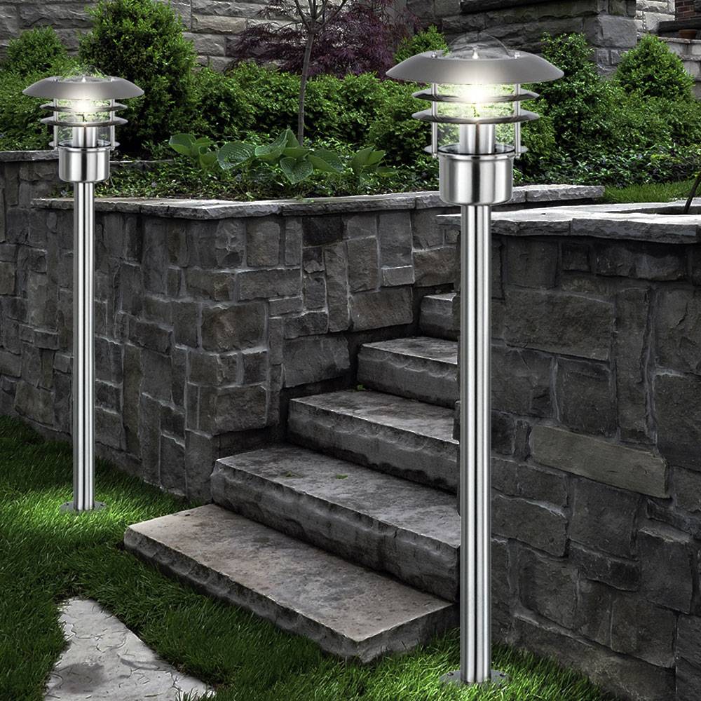 Stehleuchte Außenleuchte Garten Wegeleuchte Laterne Stehlampe, Fernbedienung dimmbar, Edelstahl, RGB LED 8,5W 806Lm, LxBxH 22x22x80 cm