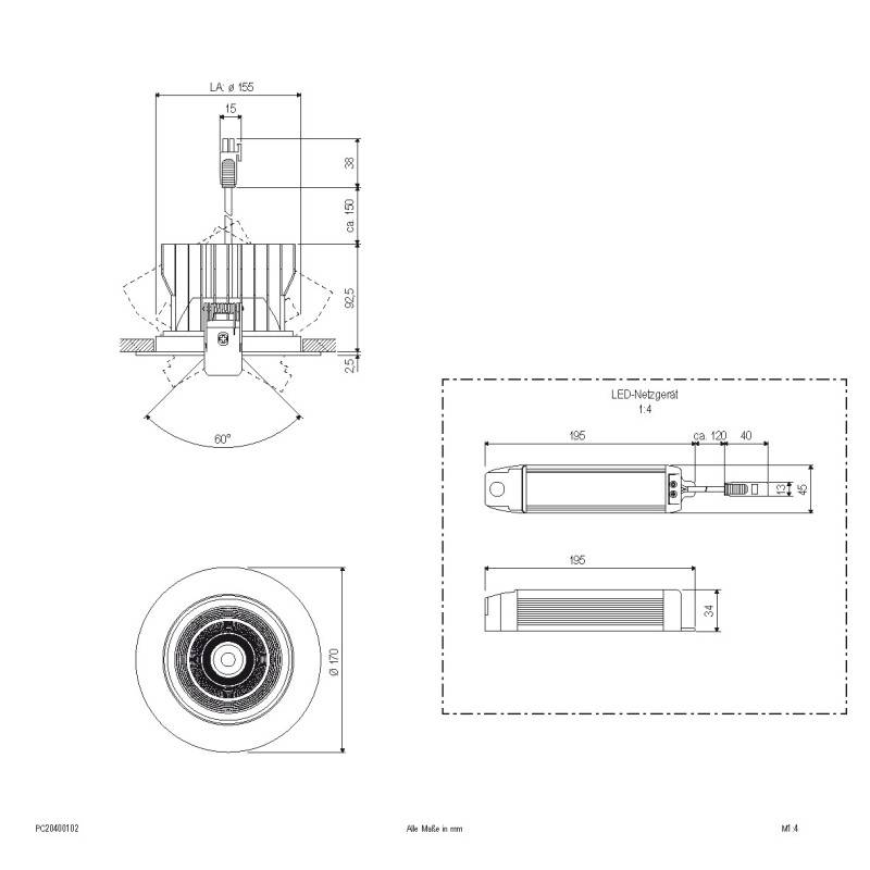EVN Lichttechnik LED-Einbauleuchte PC20400102
