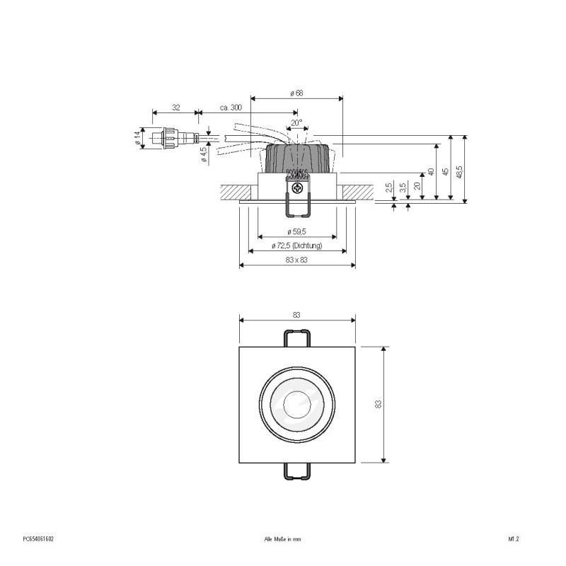 EVN Lichttechnik LED-Einbauleuchte IP65 PC654061602