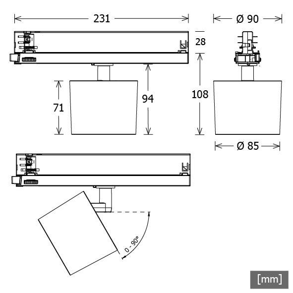 LTS Licht&Leuchten LED-Stromschienenstrahler ORYO-T 203.930.15 sw